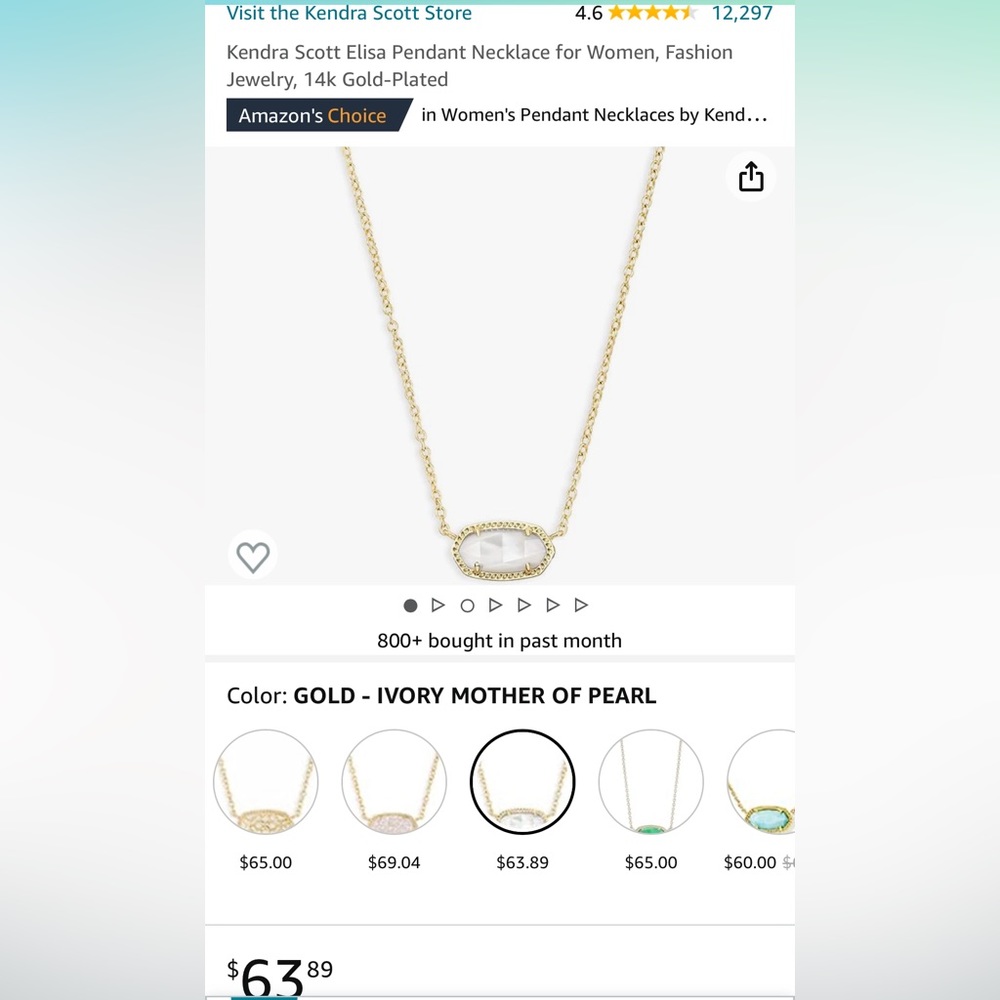 Kendra Scott Elisa Pendant Necklace for Women 14k Gold-Plated